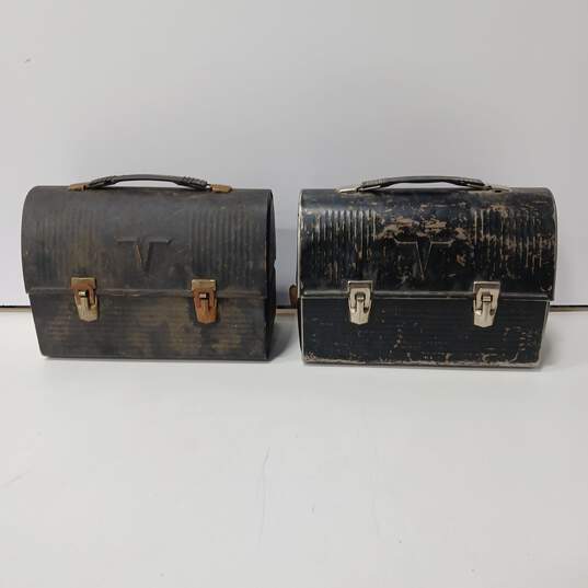 Pair Vintage Black Thermos Lunchbox image number 4