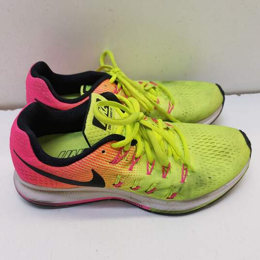 Nike Air Zoom Pegasus 33 OC Black/Olympic Volt/Pink Women Athletic US 6.5 image number 3