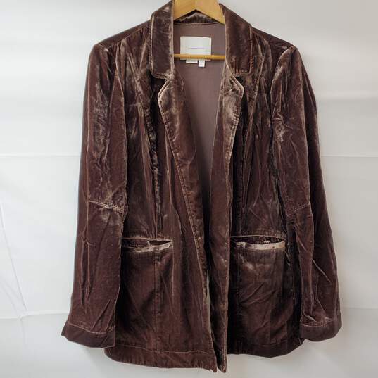 Anthropologie Brown Velvet Open Blazer Jacket Women's L image number 1