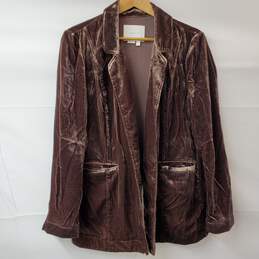 Anthropologie Brown Velvet Open Blazer Jacket Women's L