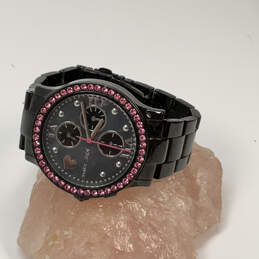 Designer Betsey Johnson Black Chronograph Round Dial Analog Wristwatch