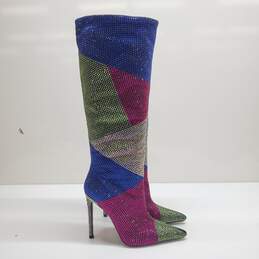 Fashion Nova Khloe Embellished Knee High Boots in Multicolor Size 6