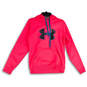 Womens Pink Blue Long Sleeve Drawstring Pullover Hoodie Size Small image number 1