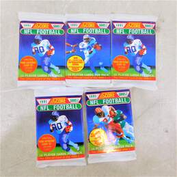 5 Factory Sealed 1991 Score Series 2 Football Wax Packs