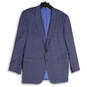 Mens Blue Gingham Notch Lapel Long Sleeve Two Button Blazer Size 46 L image number 1