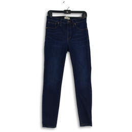 Womens Blue Denim Dark Wash 5-Pocket Design Skinny Leg Jeans Size 27
