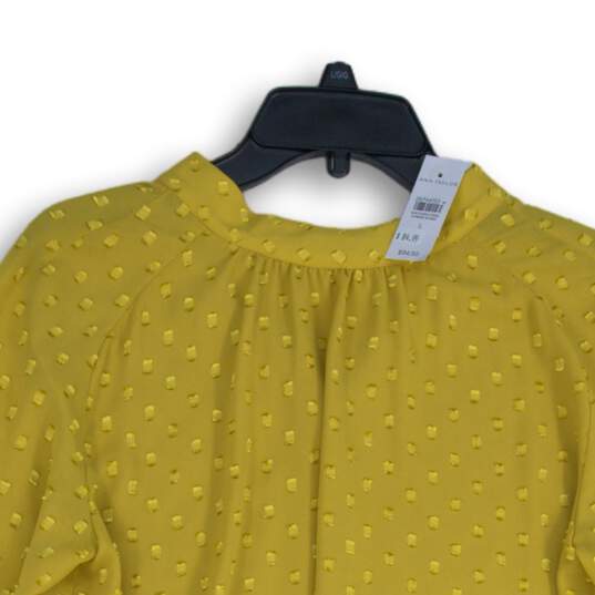 NWT Ann Taylor Womens Yellow Ruffle Halter Neck Long Sleeve Blouse Top Size S image number 3