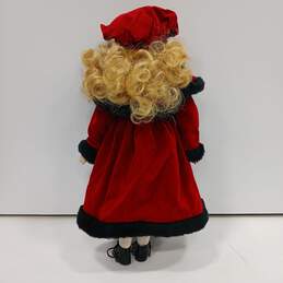 Unbranded Porcelain Doll With Blue Eyes, Curly Blonde Hair, Multicolor Plaid Dress, Red Coat And Hat, Black Shoes, And White Socks And Bloomers alternative image