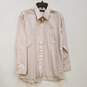 Mens Pink Striped Collared Long Sleeve Formal Dress Shirt Size 16.5/32-33 image number 1