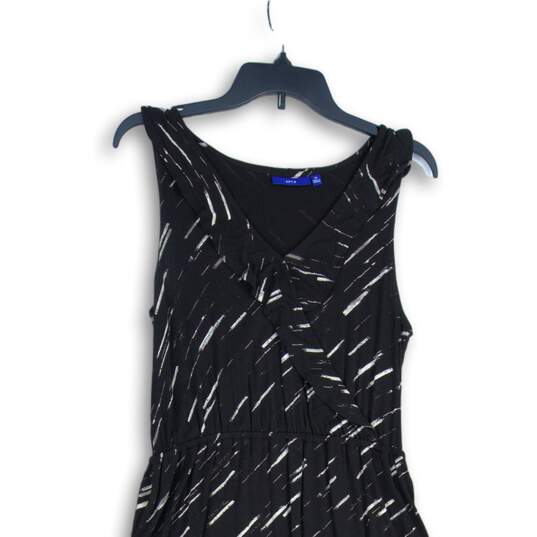 APT. 9 Womens Black White Abstract Surplice Neck Sleeveless Long Maxi Dress Sz M image number 3