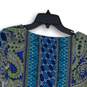 Chico's Womens Blue Paisley Round Neck Long Sleeve Pullover Blouse Top Size 1 image number 4