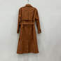 NWT Womens Orange Long Sleeve Collared Button Up Trench Coat Size Small image number 2