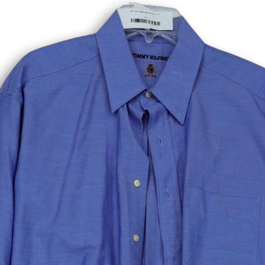Mens Blue Spread Collar Long Sleeve Casual Button Up Shirt Size 15 1/2 image number 3