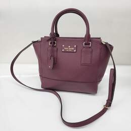Kate Spade Bay Street Camryn Purple Pebble Leather Satchel Crossbody Bag