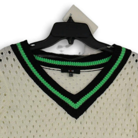 Womens Multicolor Knitted Long Sleeve V-Neck Pullover Sweater Size 10 image number 3