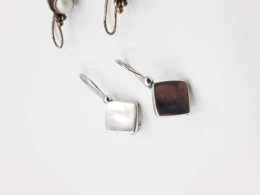 925 Silver Pearl and Amethyst 2 Pair Drop Earrings Lot image number 2