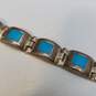 Mexico Sterling Silver Turquoise-Like Inlay Panel Bracelet 44.8g image number 3