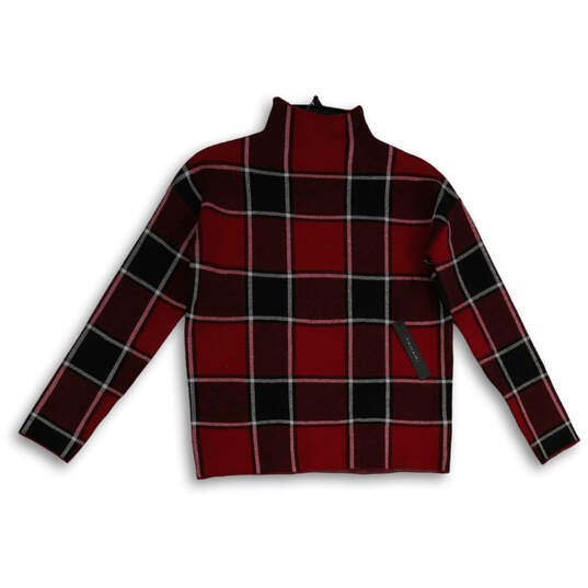 NWT Womens Red Black Plaid Mock Neck Long Sleeve Pullover Sweater Size XS image number 2