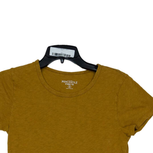 Womens Yellow Mercantile Short Cap Sleeve Crew Neck Studio T-Shirt Sz Small image number 3