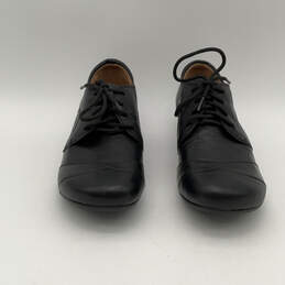 Womens Black Leather Round Toe Lace-Up Classic Oxford Shoes Size 9