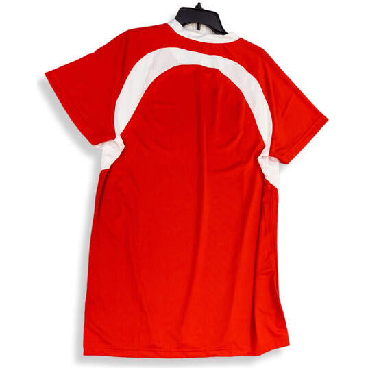 Womens Red White Authentic Short Sleeve Round Neck Pullover Jersey Size 2XL image number 2