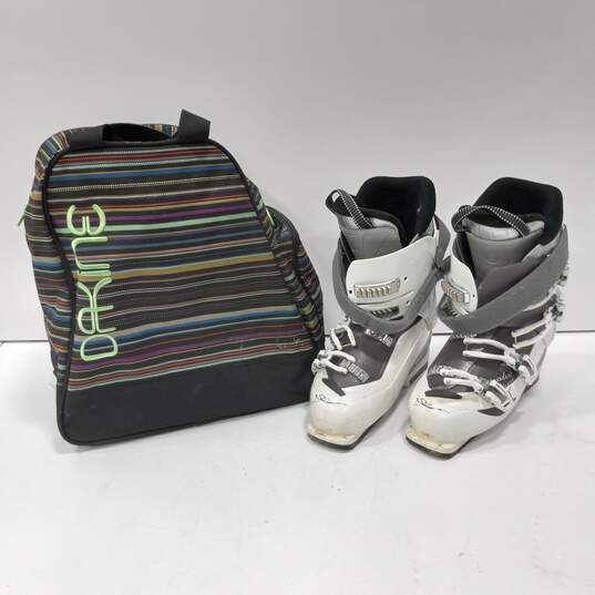 Salomon White Ski Boots w/Carry Bag Women's Size 27/10 image number 1