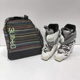Salomon White Ski Boots w/Carry Bag Women's Size 27/10