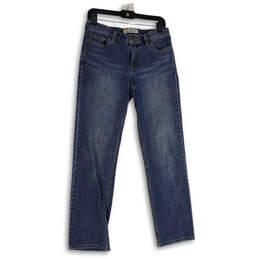 Womens Blue Denim Medium Wash 5-Pocket Design Straight Leg Jeans Size 6R