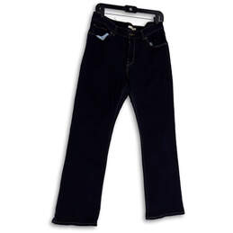 Womens Blue Denim Dark Wash Pockets Stretch Straight Leg Jeans Size 30