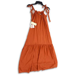 NWT Womens Brown Pleated Sleeveless Knee Length A-line Dress Size XS