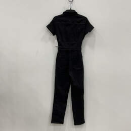 NWT Womens Black Pointed Collar Short Sleeve One Piece Jumpsuit Size 1 alternative image