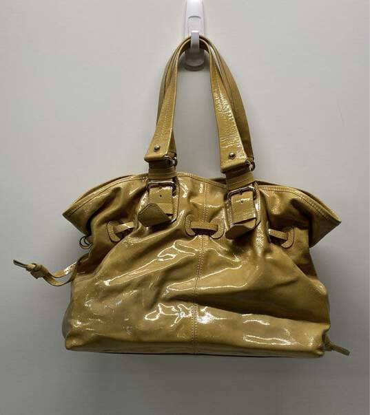 Dooney & Bourke Yellow Patent Leather Drawstring Tote Bag image number 2