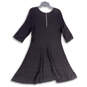 Womens Black Tight-Knit 3/4 Sleeve Scoop Neck Back Zip Sweater Dress Sz PL image number 2