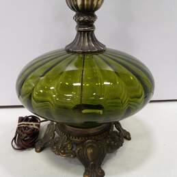 Vintage Green Glass Table Lamp alternative image