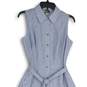Anne Klein Womens Diane White Blue Striped Collared Sleeveless Shirt Dress Sz 6 image number 3