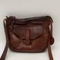 Harbour Womens Brown Leather Adjustable Strap Outer Pocket Zipper Crossbody Bag image number 3