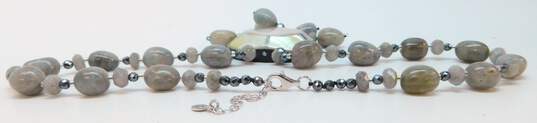 Sally C Treasures 925 Labradorite Bead Mother Of Pearl Shell Pendant Necklace 84.6g image number 10