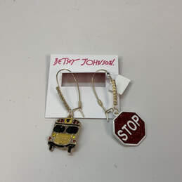 NWT Designer Betsey Johnson Gold-Tone Bus & Stop Mismatch Dangle Earrings alternative image
