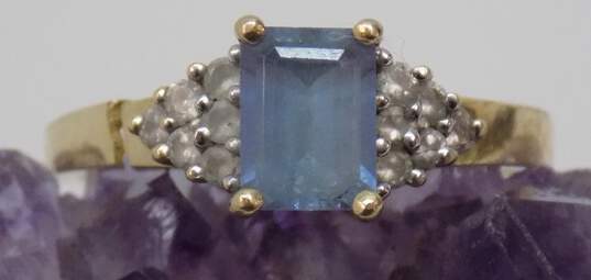 14K Yellow Gold Tanzanite & White Sapphire Ring for Repair 3.3g image number 5