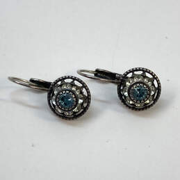 Designer Liz Palacios Silver-Tone Crystal Stone Lever lock Drop Earrings