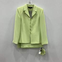 NWT Kasper Womens Green Notch Lapel Single-Breasted 2 Piece Skirt Suit Size 16P