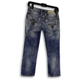 Womens Blue Denim Medium Wash Pockets Stretch Straight Leg Jeans Size 24 alternative image