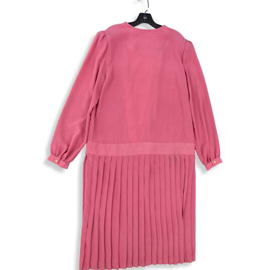 Womens Pink Pleated Balloon Sleeve Fit & Flare Dress Size 16 image number 2