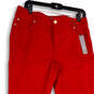 NWT Womens Red Denim Pockets Stretch Slim Straight Leg Jeans Size 1.5 Short image number 3