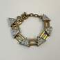 Designer J. Crew Gold-Tone Clear Stones Triangle Pave Chain Bracelet image number 2