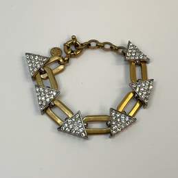 Designer J. Crew Gold-Tone Clear Stones Triangle Pave Chain Bracelet alternative image