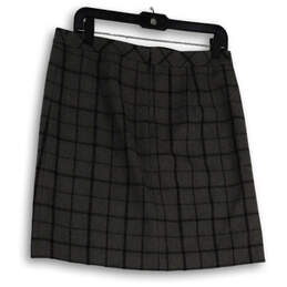 Womens Gray Black Plaid Lined Wool Short Straight & Pencil Skirt Size 8 alternative image