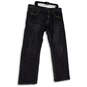 Mens Black Denim Dark Wash Embroidered Pockets Straight Leg Jeans Size 38 image number 1