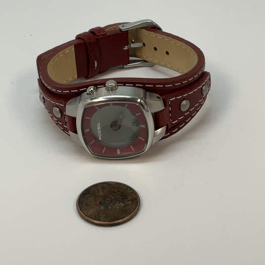 Designer Fossil Silver-Tone Adjustable Strap Square Dial Analog Wristwatch image number 3