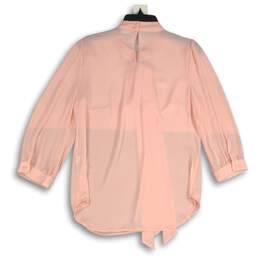 NWT Womens Pink Long Sleeve Tie Neck Lightweight Blouse Top Size Medium alternative image